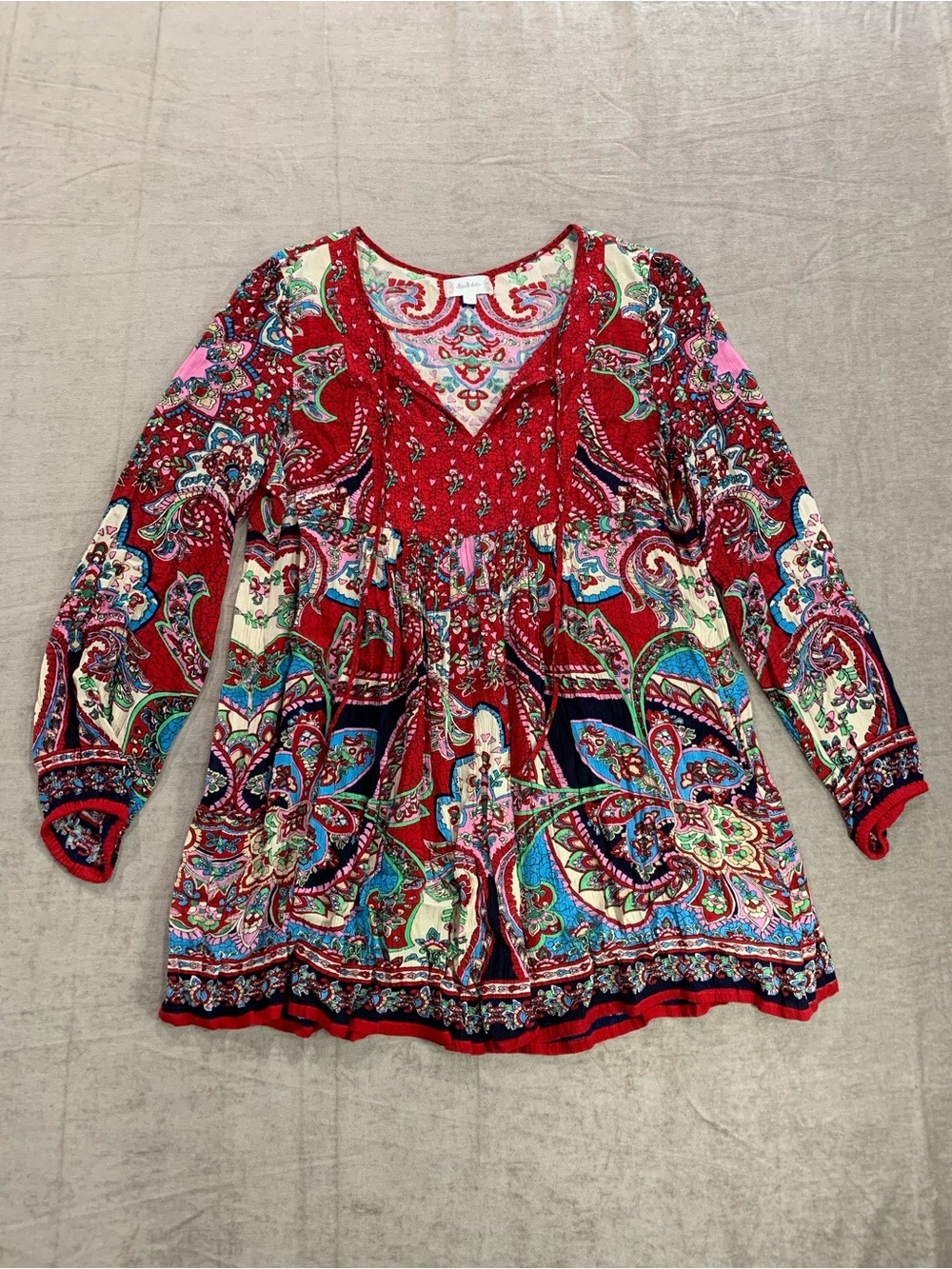 Altar’d State Paisley Tunic Dress / Top - Red Multi - Size Large